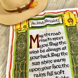 Rare IRISH LINEN kitchen towel with Irish blessing quote